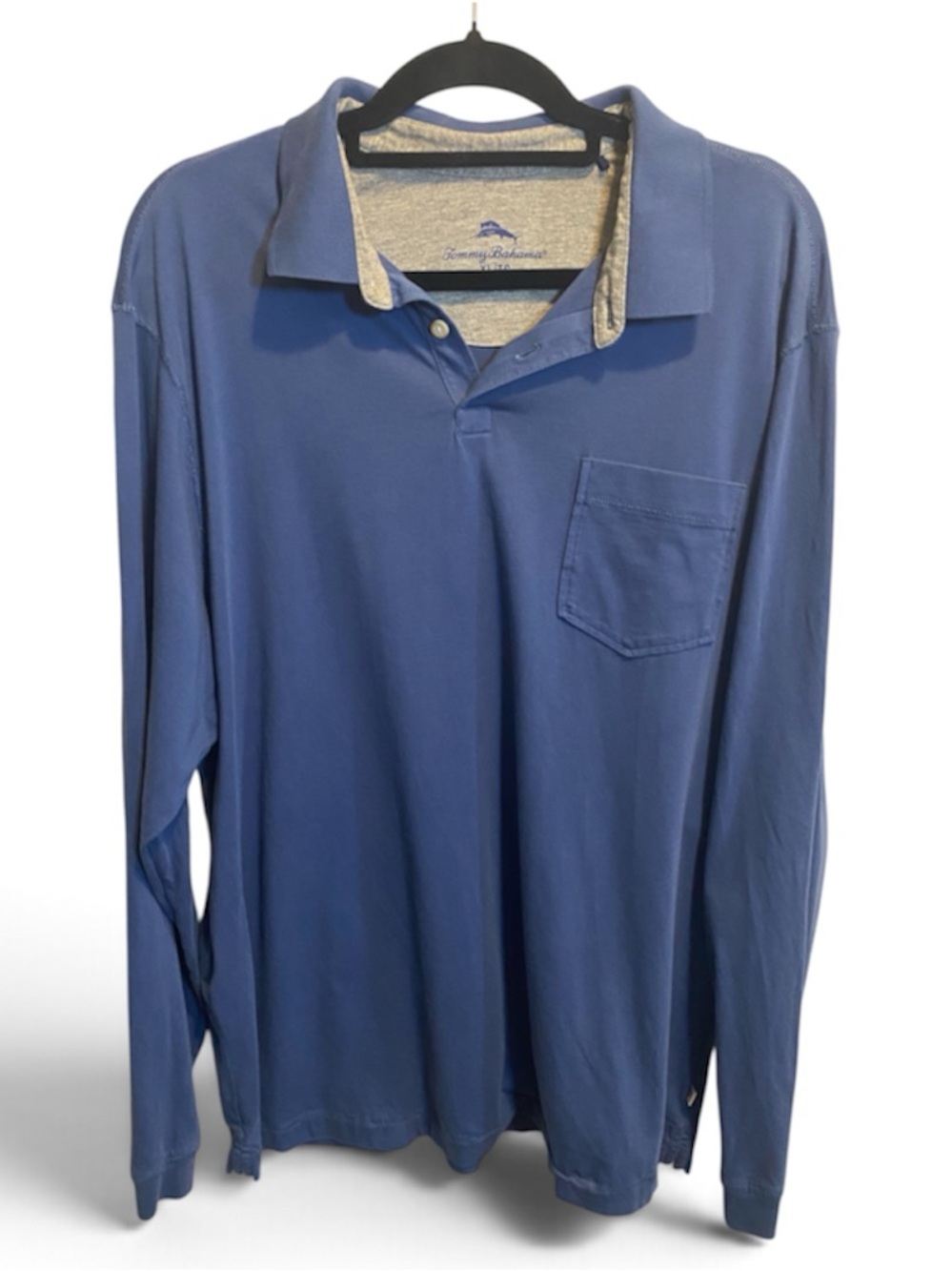 Tommy Bahama Long Sleeve Polo Shirt Men’s XL Blue 100% Supima Cotton Preppy Top